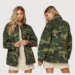 Free People Seize the Day Camo Utility Jacket Oversized XS
